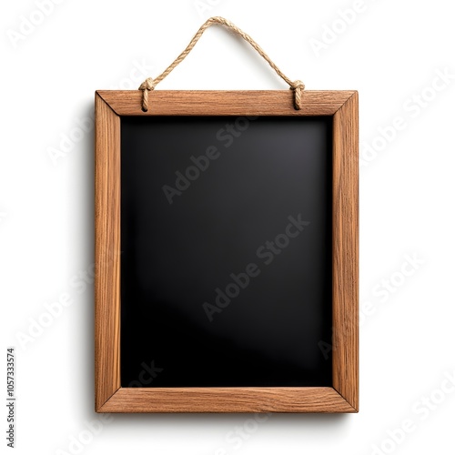 Classic Blackboard with Wooden Frame on White Background