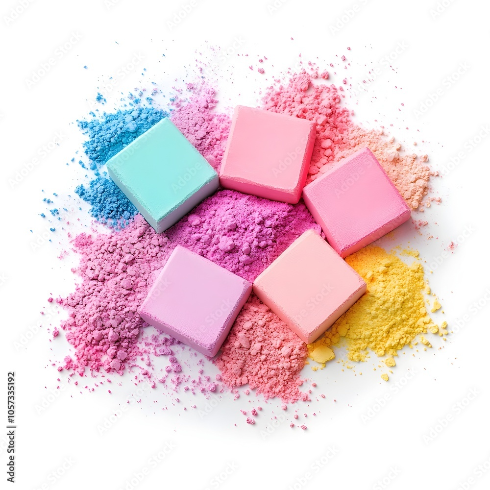 Vibrant Colorful Chalks in Macro Shot on Clean White Background Vibrant Colorful Chalks in Macro Shot on Clean White Background