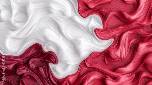 Abstract swirls of red and white a fluid representation of color and motion in modern art design photo