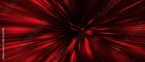 Abstract red light speed zoom on black background technology vector