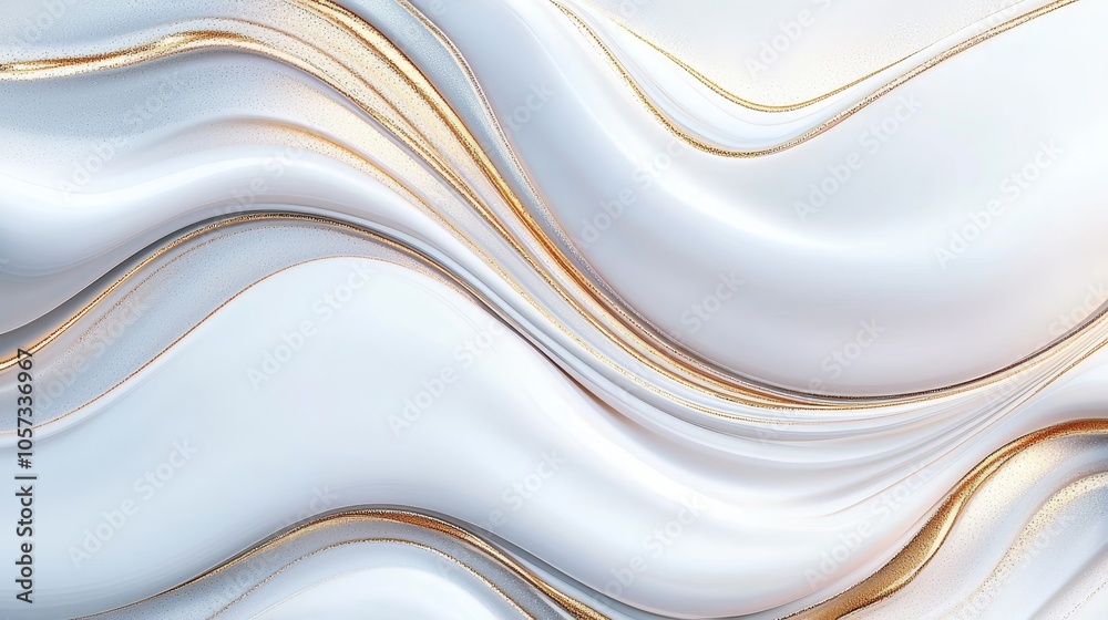 Obraz premium Elegant flowing white and gold abstract design for modern art and digital backgrounds