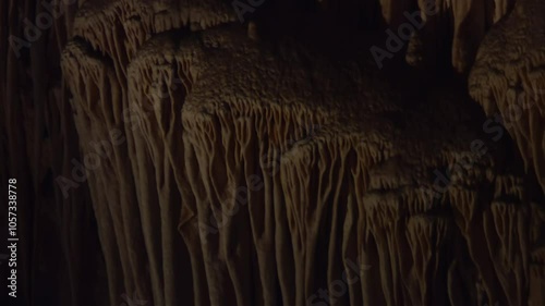 Unique Rock Formations Inside The Carlsbad Caverns National Park In New Mexico, USA. Pan Up Shot