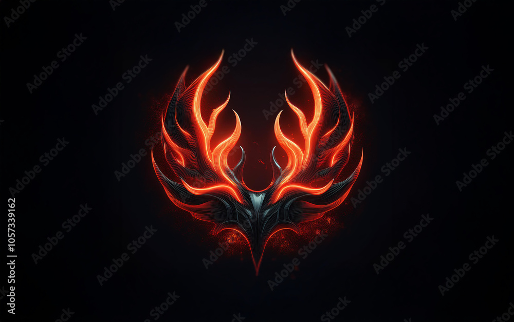 A stylized image of a bird with fiery wings on a dark background. A stylized image of a bird with fiery wings on a dark background.