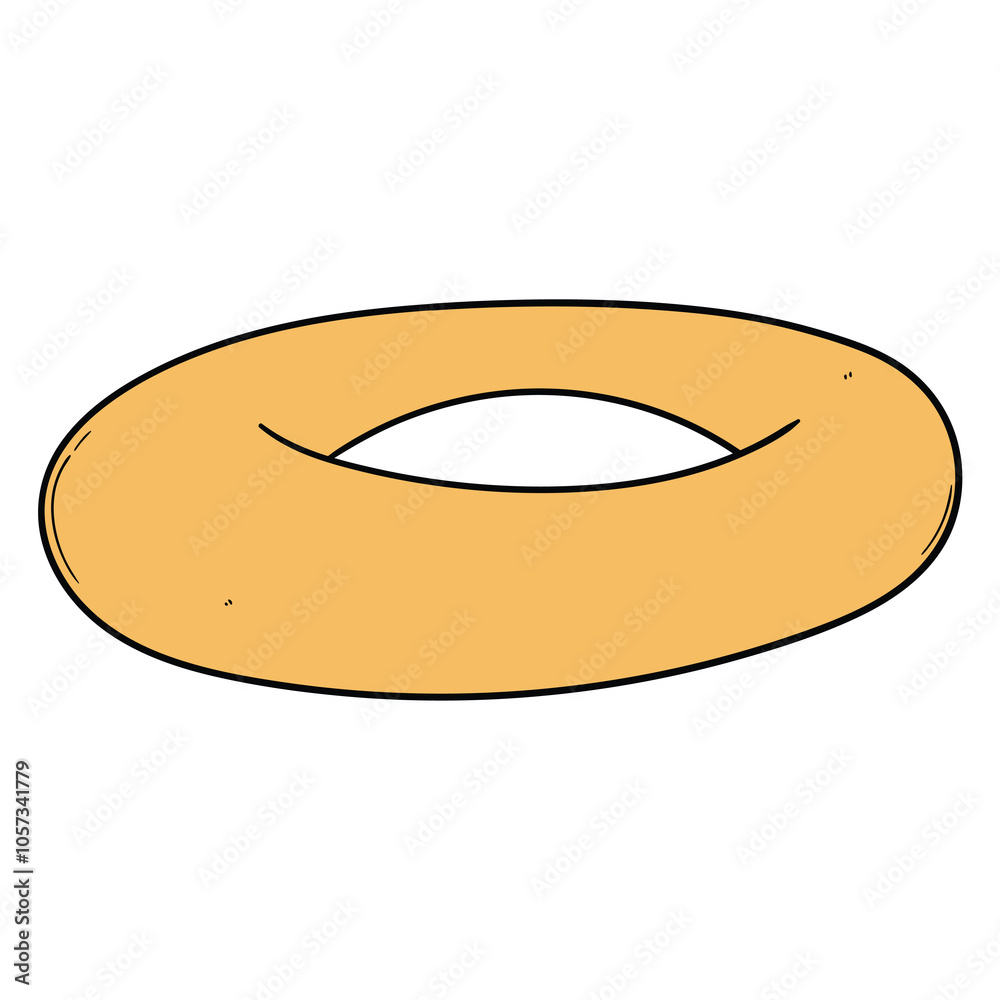 Hand drawn cartoon bagel on white background. Hand drawn cartoon bagel on white background.