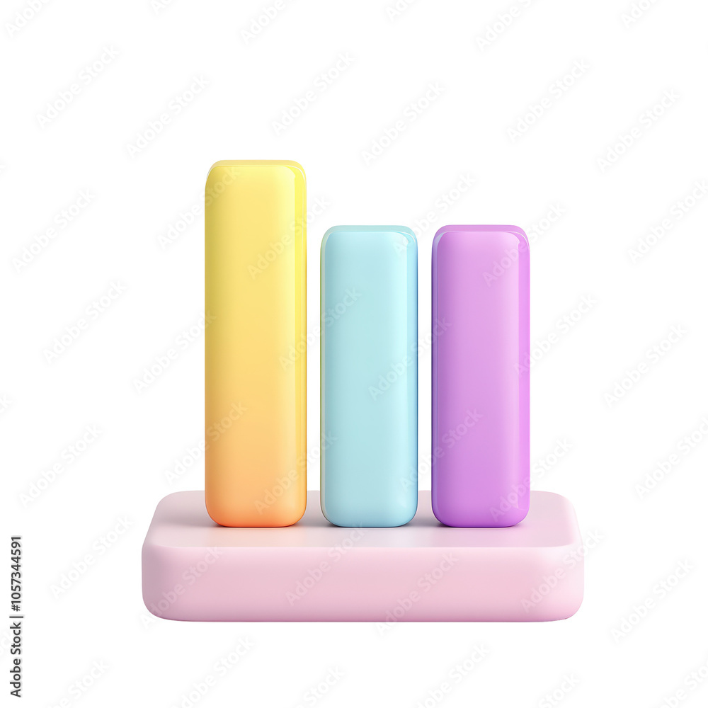 Colorful 3D Bar Chart Icon on White Background Colorful 3D Bar Chart Icon on White Background