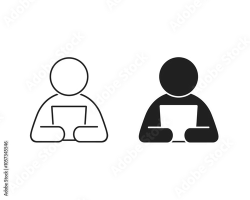 Person read document icon. illustration vector