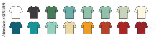 T-shirt icon. Simple flat, outline, solid style. Tee symbol, linear style sign for mobile concept and web design. Glyph, line vector illustration isolated on white background. EPS 10