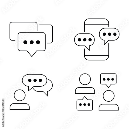 Chat message icon set. Speech bubbles with text messages symbol. Vector EPS 10