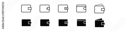 Wallet icon set. Money purse set. Line and glyph wallet symbol.