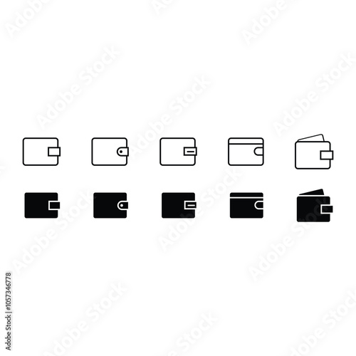 Wallet icon set. Money purse set. Line and glyph wallet symbol.