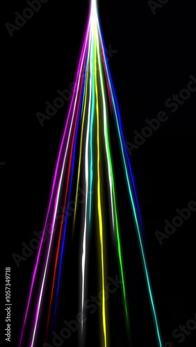 Beautiful illustration of colorful light streaks on plain black background