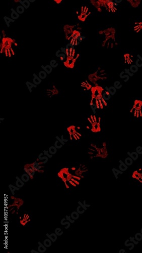 Beautiful illustration of blood hands on plain black background