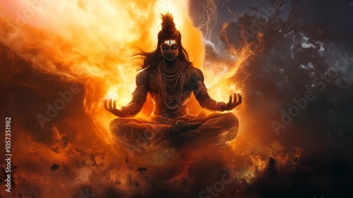 
Conceptual art depicting shiva: the hindu god of power and spirituality