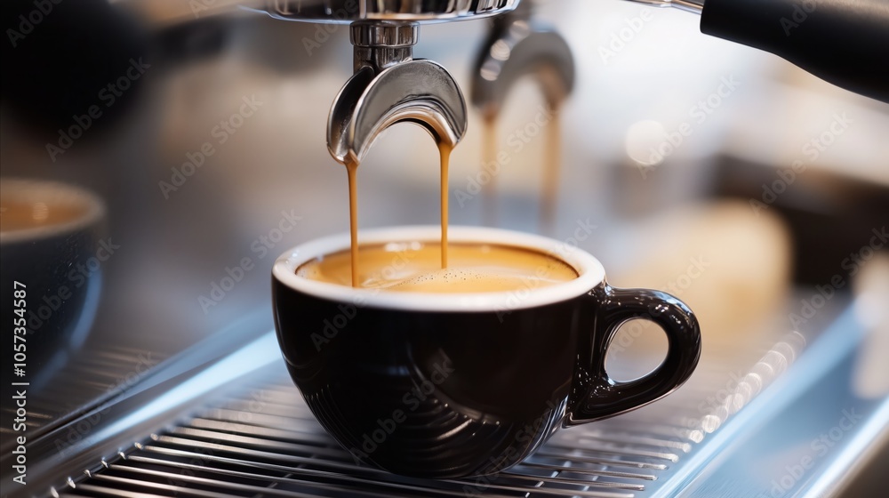 Coffee cup is pouring coffee into a cup Coffee cup is pouring coffee into a cup
