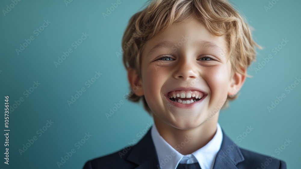 A joyful Swedish schoolboy in a school uniform, beaming with a solid-colored backdrop and A joyful Swedish schoolboy in a school uniform, beaming with a solid-colored backdrop and
