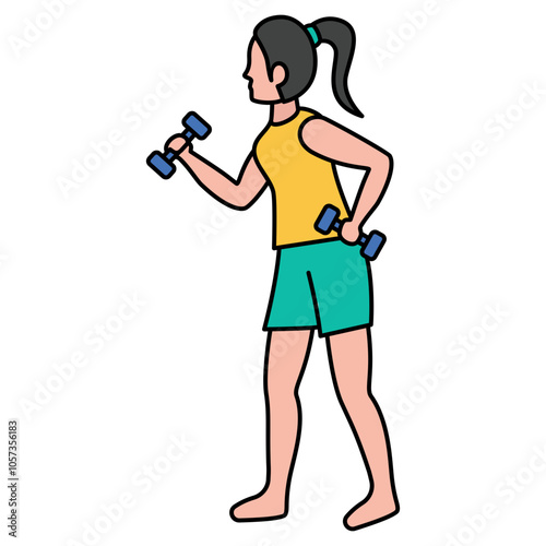 woman workout exercising with dumbbells