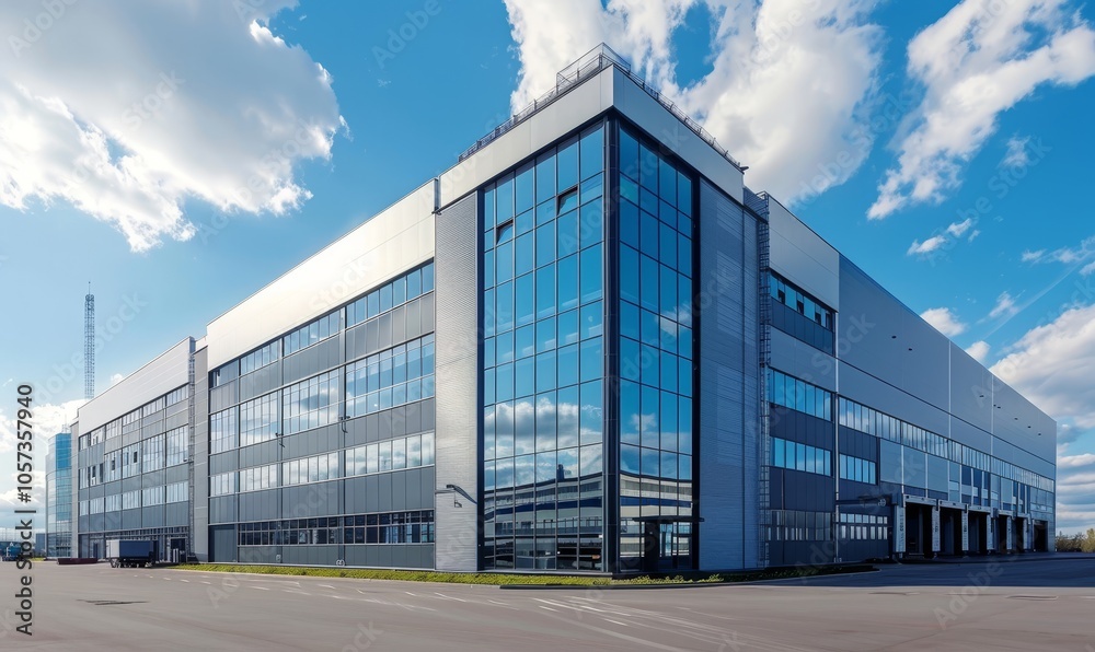 custom made wallpaper toronto digitalogistics center, headquarters or large office building under a blue sky