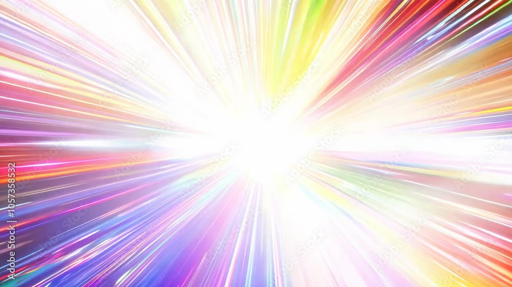 Colorful streaks of light burst from a bright center Colorful streaks of light burst from a bright center
