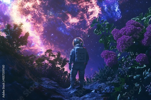Wallpaper Mural Astronaut Gazing at the Milky Way Torontodigital.ca