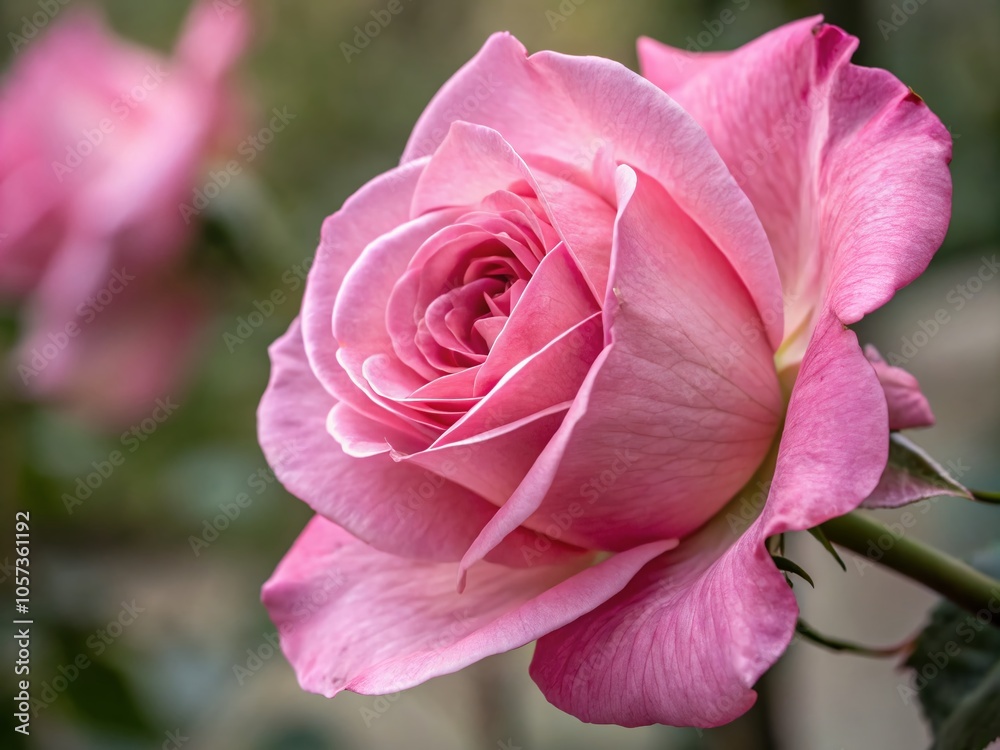 Beautiful Macro Photography of a Pink Rose Frame with Soft Focus and Delicate Petals for Floral Decor and Beautiful Macro Photography of a Pink Rose Frame with Soft Focus and Delicate Petals for Floral Decor and