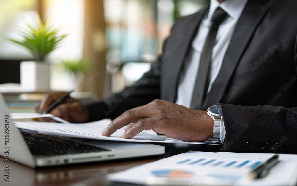 Accountant in a modern office workplace Man in a suit Accountant in a modern office workplace Man in a suit