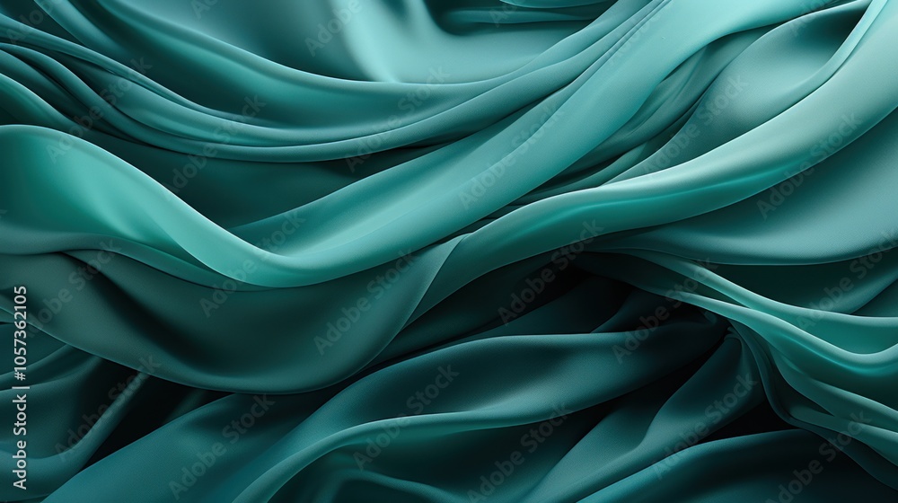 A flowing fabric in shades of teal, creating a smooth, elegant texture.