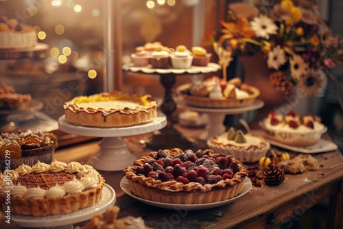 Assortment of Delicious Pastries and Desserts on Display