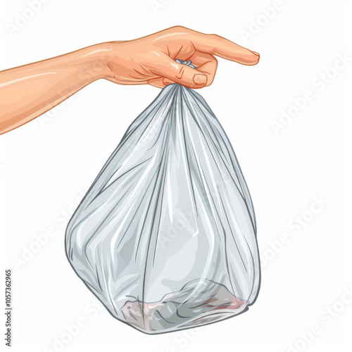 Hygienic transparent bag for dog poop or shit; modern illustration . White background.