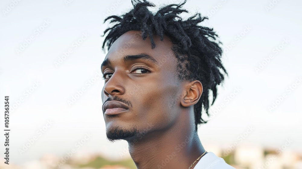 Capturing the essence of confidence a portrait of a young man embracing his unique style against a serene background Capturing the essence of confidence a portrait of a young man embracing his unique style against a serene background