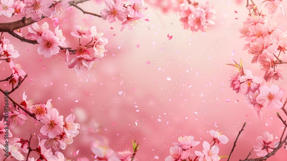 Cherry blossoms on pink background for quotes.