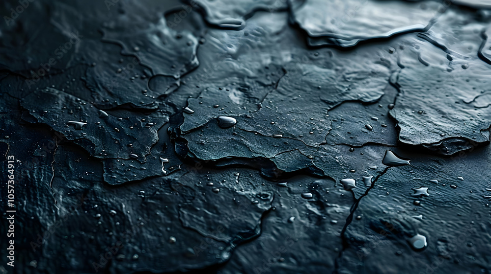 Water Drops On Black Stone Texture - Background Illustration Water Drops On Black Stone Texture - Background Illustration