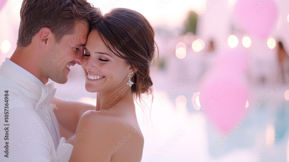 Capturing the joy and love of a beautiful wedding moment between a couple at a romantic outdoor celebration with elegant decor Capturing the joy and love of a beautiful wedding moment between a couple at a romantic outdoor celebration with elegant decor