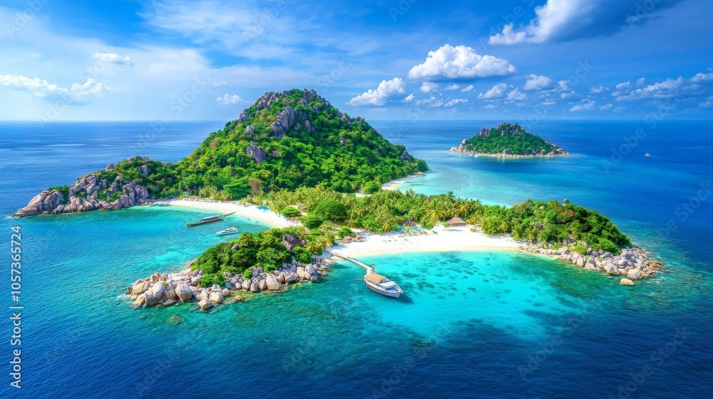 Aerial View of Tropical Islands with Crystal Blue Waters Aerial View of Tropical Islands with Crystal Blue Waters