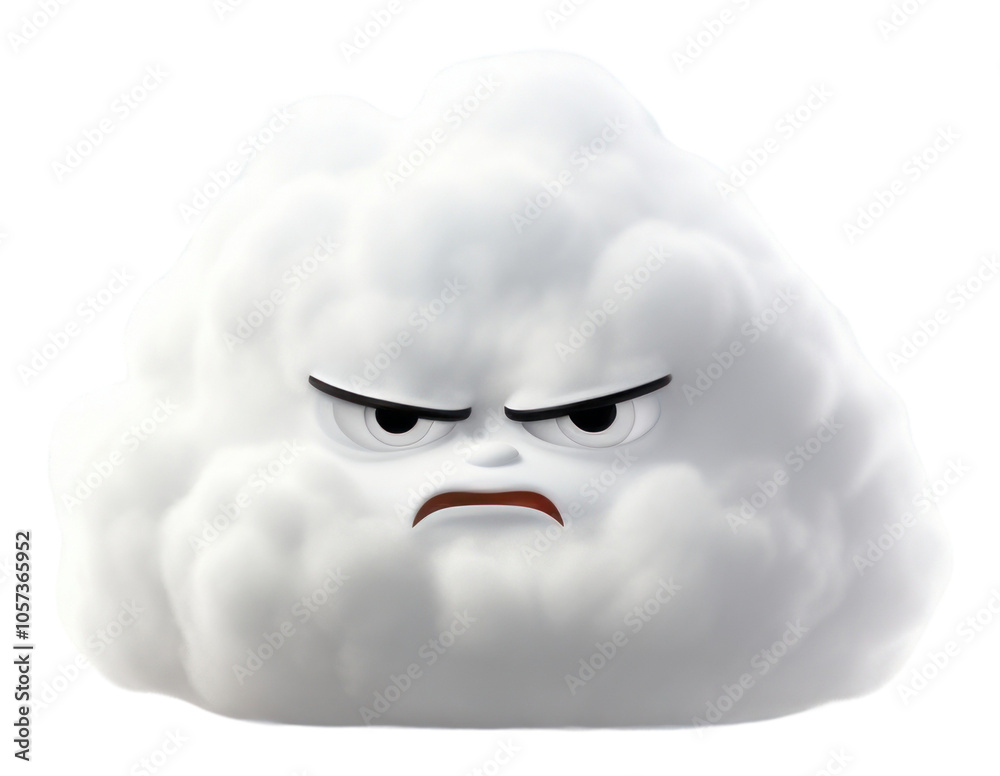 Naklejka premium PNG Stormy cloud cartoon white anthropomorphic.