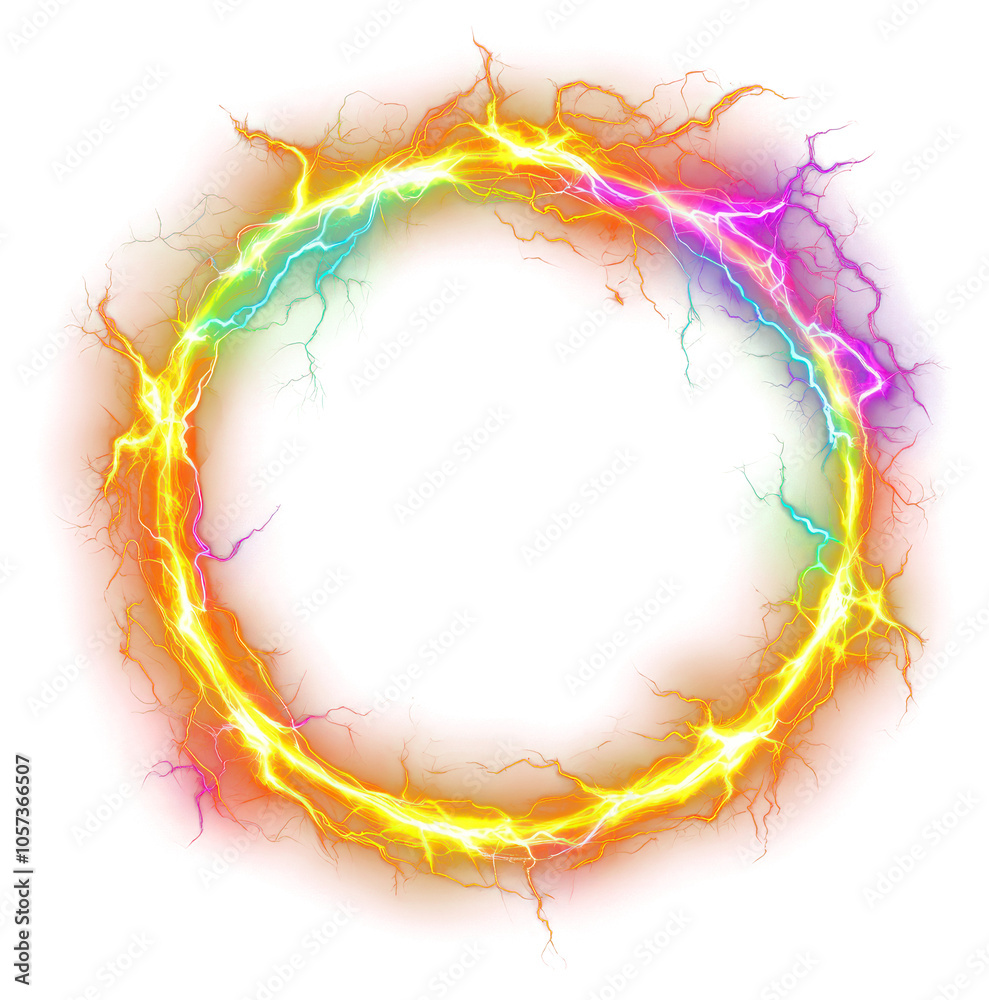 Fototapeta premium PNG Electric ring lightning vibrant glowing.