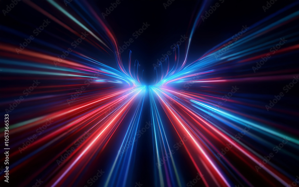 Abstract light streaks of red, blue, and green converge in the center, creating a futuristic and dynamic visual. Abstract light streaks of red, blue, and green converge in the center, creating a futuristic and dynamic visual.