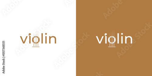 Simple Violin Wordmark Logo. Luxury Musical Logo, Icon, Symbol, Vector, Design Inspiration.