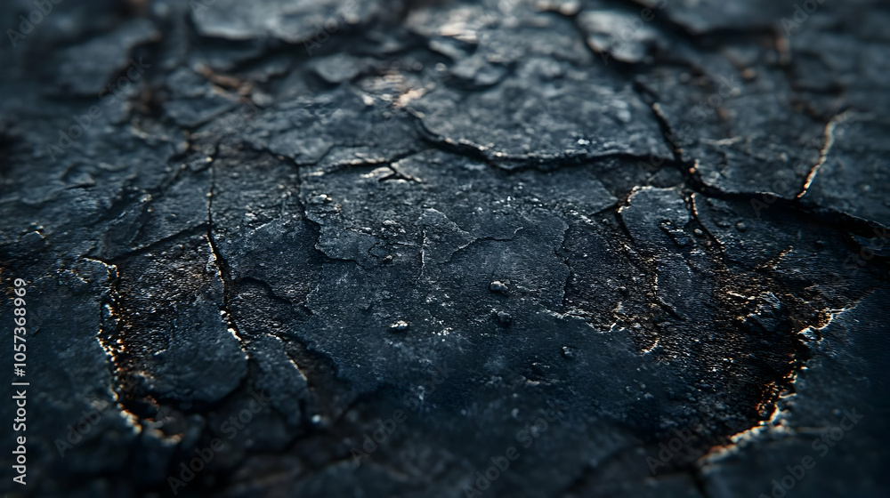 Dark Cracked Texture Background - Close-up Abstract Image Dark Cracked Texture Background - Close-up Abstract Image