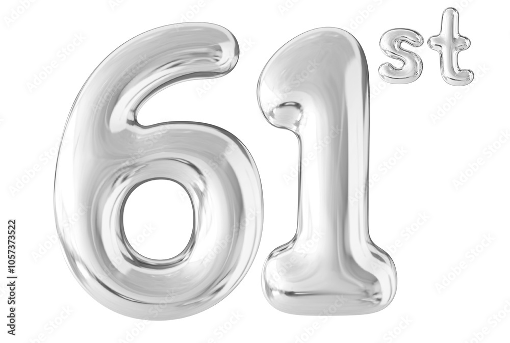61st Year Anniversary Silver Number Bubble 61st Year Anniversary Silver Number Bubble