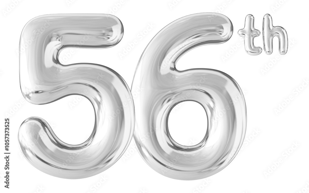 56th Year Anniversary Silver Number Bubble 56th Year Anniversary Silver Number Bubble