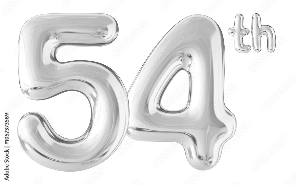 54th Year Anniversary Silver Number Bubble 54th Year Anniversary Silver Number Bubble