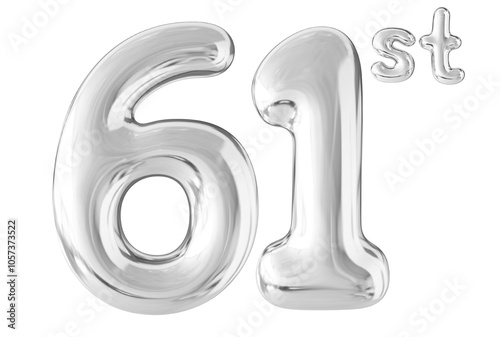 61st Year Anniversary Silver Number Bubble