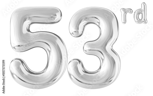 53rd Year Anniversary Silver Number Bubble