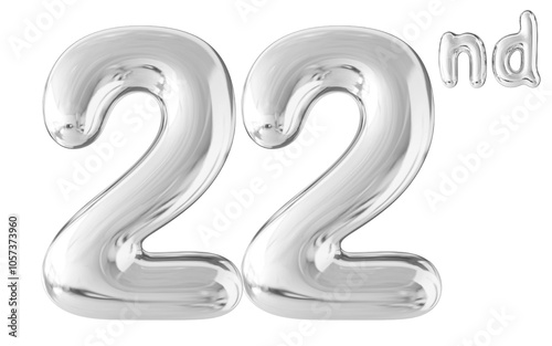 22nd Year Anniversary Silver Number Bubble