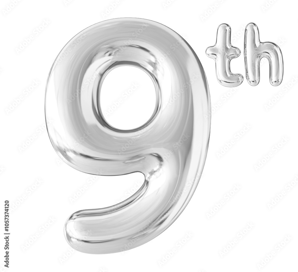 9th Year Anniversary Silver Number Bubble 9th Year Anniversary Silver Number Bubble