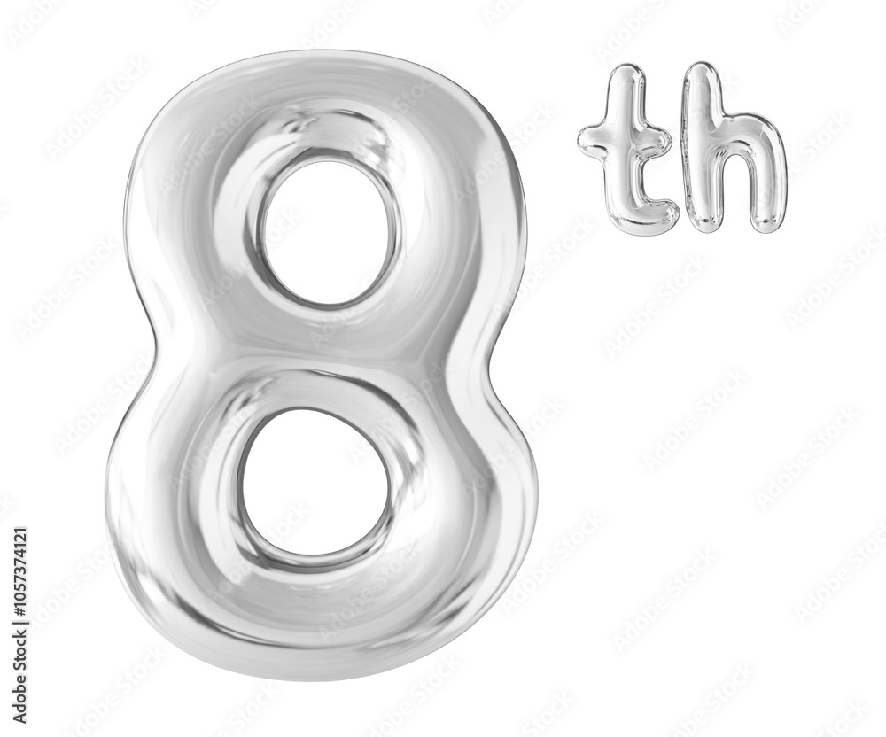 8th Year Anniversary Silver Number Bubble 8th Year Anniversary Silver Number Bubble