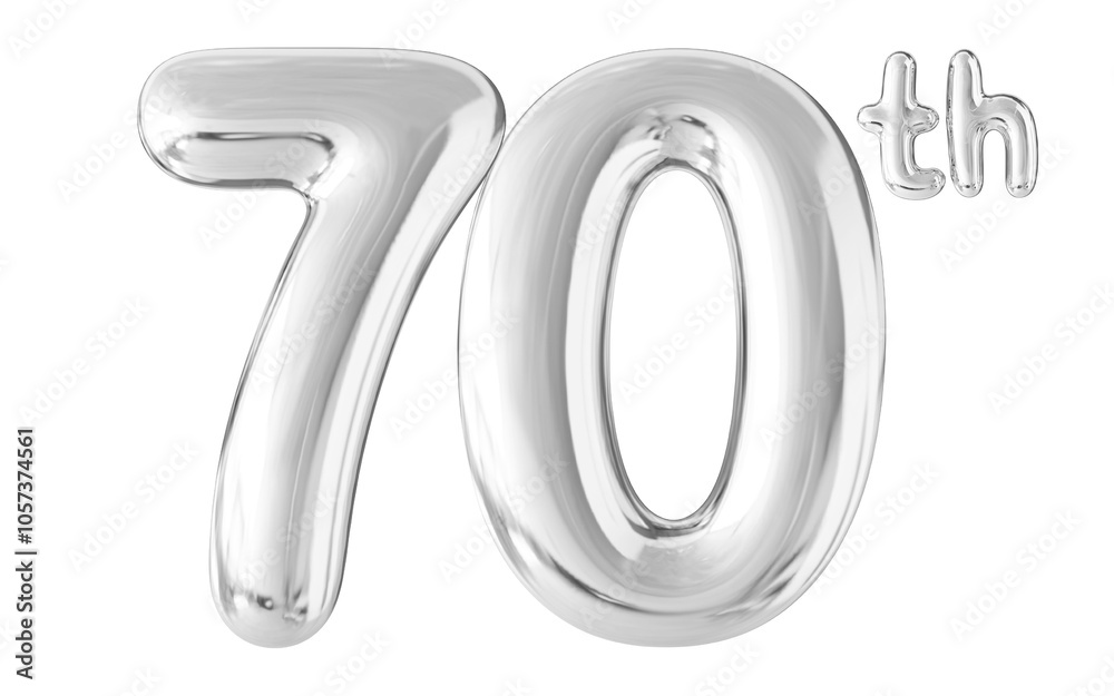 70th Year Anniversary Silver Number Bubble 70th Year Anniversary Silver Number Bubble