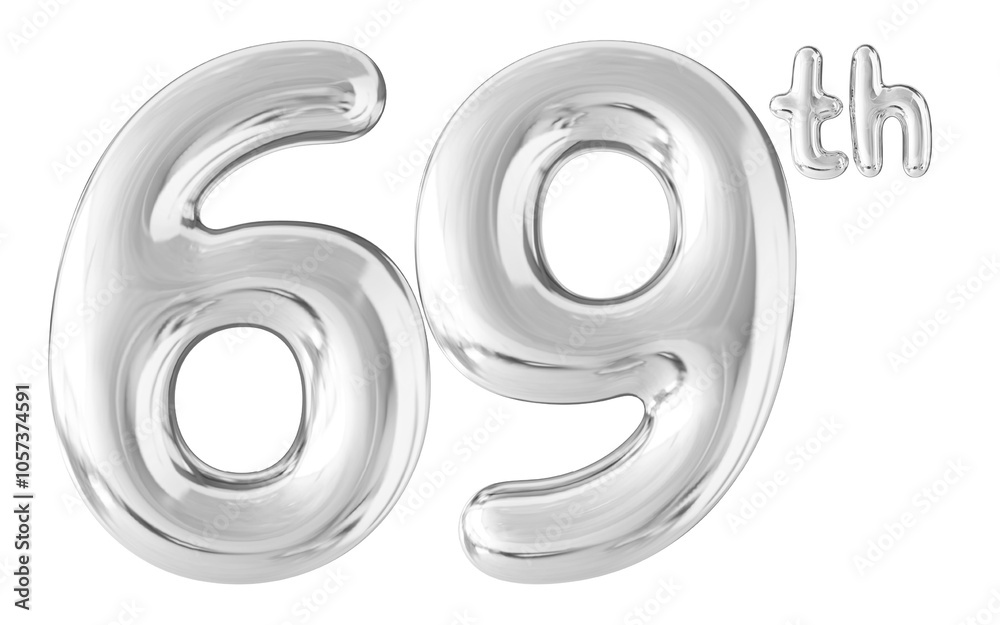 69th Year Anniversary Silver Number Bubble 69th Year Anniversary Silver Number Bubble