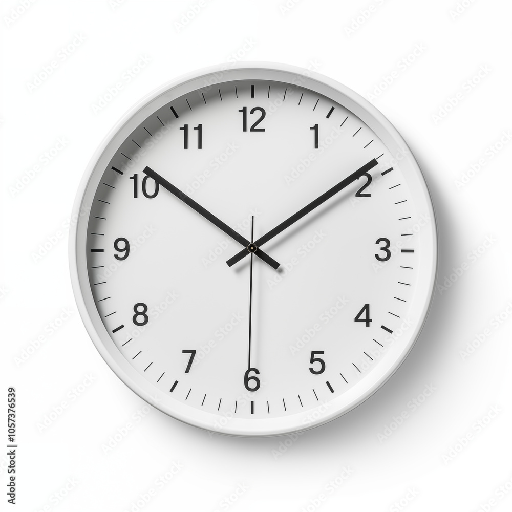 White Round Wall Clock with Black Numbers and Hands White Round Wall Clock with Black Numbers and Hands