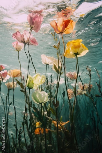 Colorful flowers with bright lightning 